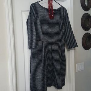 Black dress with white stripes, perfect for church